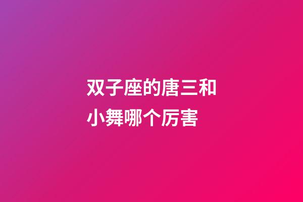 双子座的唐三和小舞哪个厉害-第1张-星座运势-玄机派