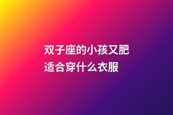 双子座的小孩又肥适合穿什么衣服-第1张-星座运势-玄机派