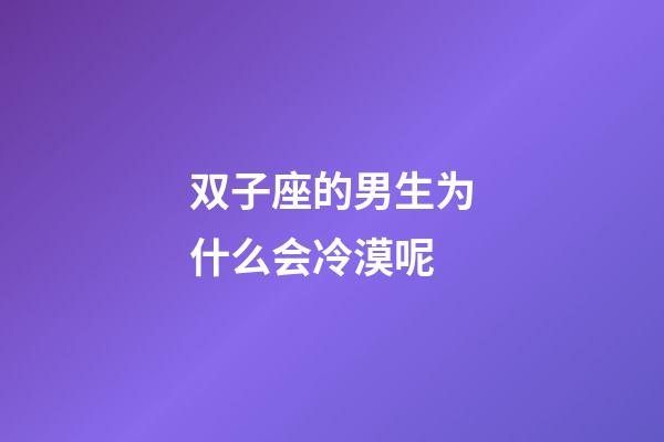双子座的男生为什么会冷漠呢-第1张-星座运势-玄机派