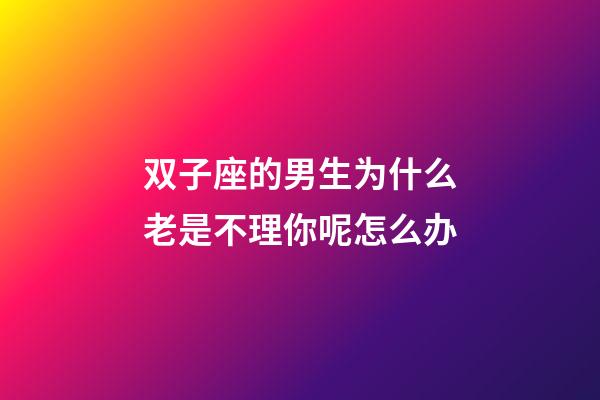 双子座的男生为什么老是不理你呢怎么办-第1张-星座运势-玄机派