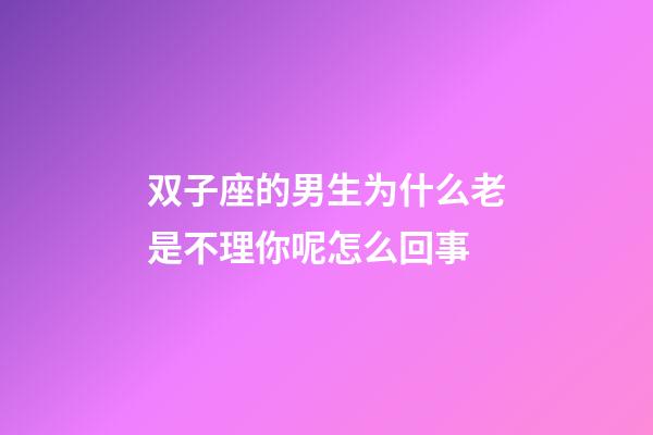 双子座的男生为什么老是不理你呢怎么回事-第1张-星座运势-玄机派