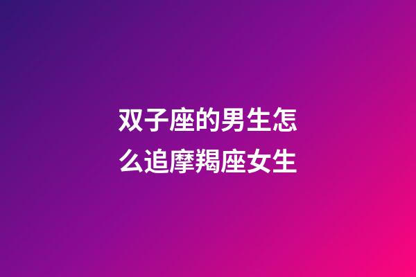 双子座的男生怎么追摩羯座女生-第1张-星座运势-玄机派