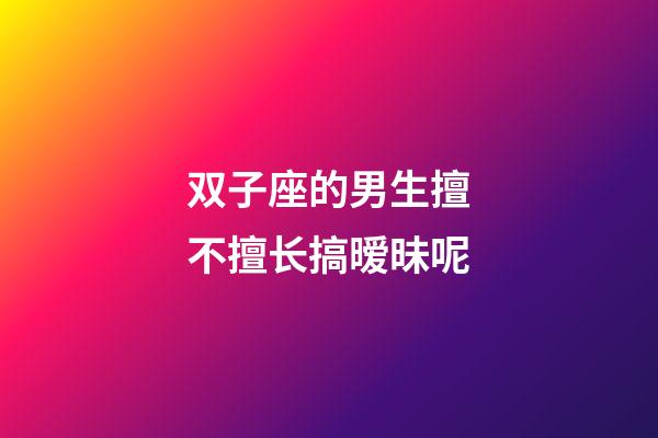 双子座的男生擅不擅长搞暧昧呢-第1张-星座运势-玄机派