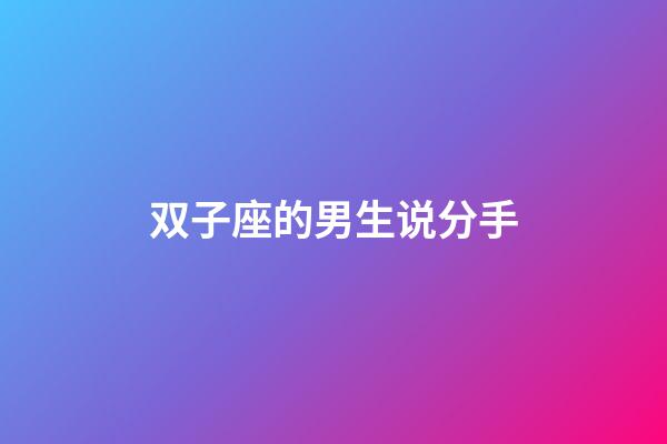双子座的男生说分手-第1张-星座运势-玄机派