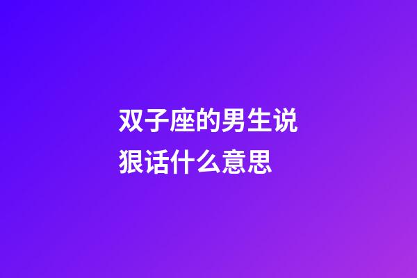 双子座的男生说狠话什么意思-第1张-星座运势-玄机派