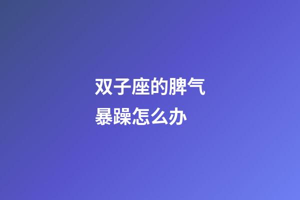 双子座的脾气暴躁怎么办-第1张-星座运势-玄机派