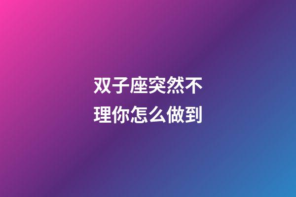 双子座突然不理你怎么做到-第1张-星座运势-玄机派