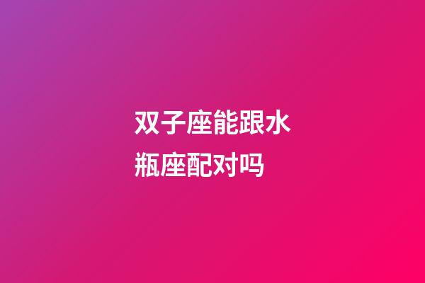 双子座能跟水瓶座配对吗-第1张-星座运势-玄机派