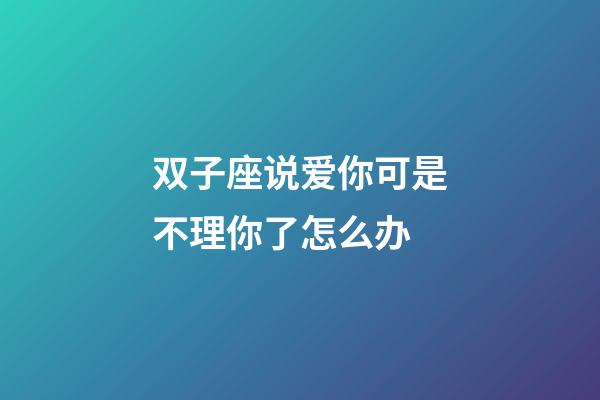 双子座说爱你可是不理你了怎么办-第1张-星座运势-玄机派