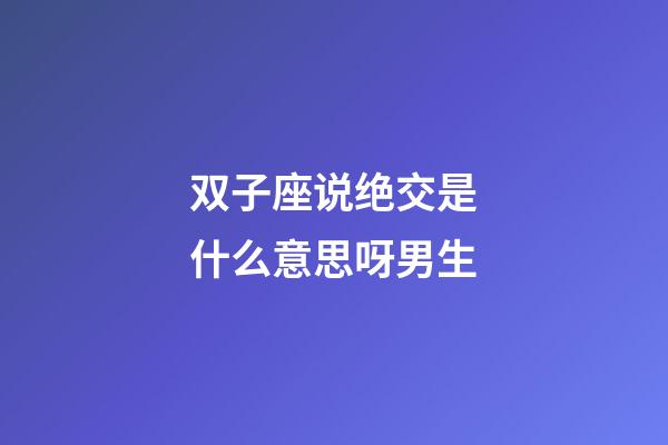 双子座说绝交是什么意思呀男生-第1张-星座运势-玄机派