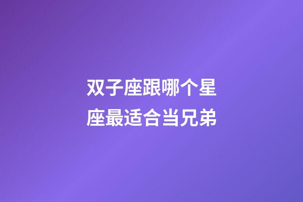 双子座跟哪个星座最适合当兄弟-第1张-星座运势-玄机派