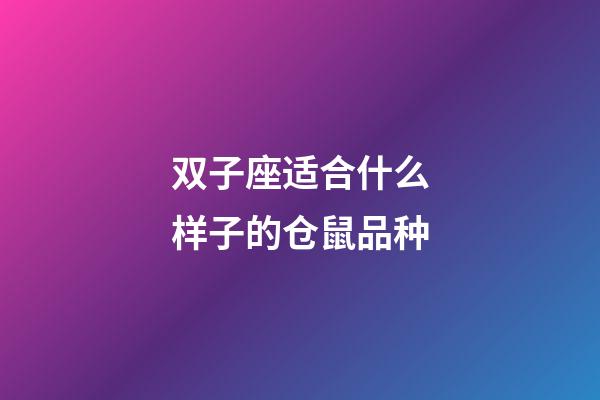 双子座适合什么样子的仓鼠品种-第1张-星座运势-玄机派