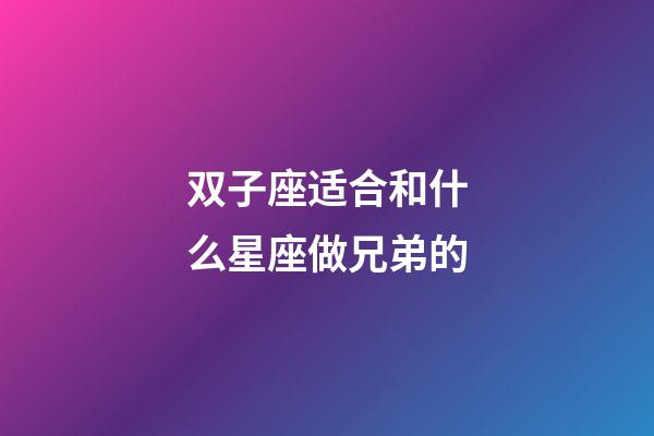 双子座适合和什么星座做兄弟的-第1张-星座运势-玄机派