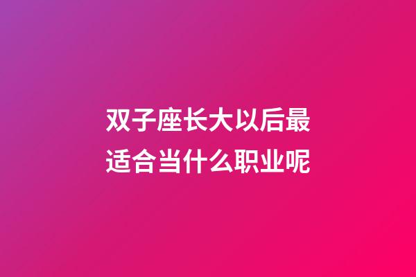 双子座长大以后最适合当什么职业呢-第1张-星座运势-玄机派