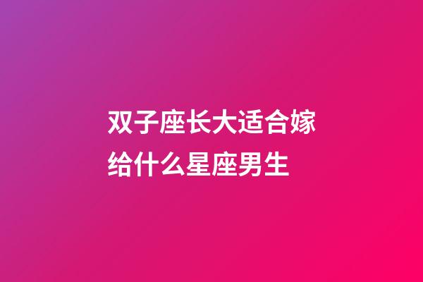 双子座长大适合嫁给什么星座男生-第1张-星座运势-玄机派