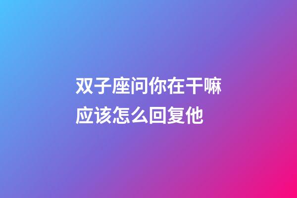 双子座问你在干嘛应该怎么回复他-第1张-星座运势-玄机派
