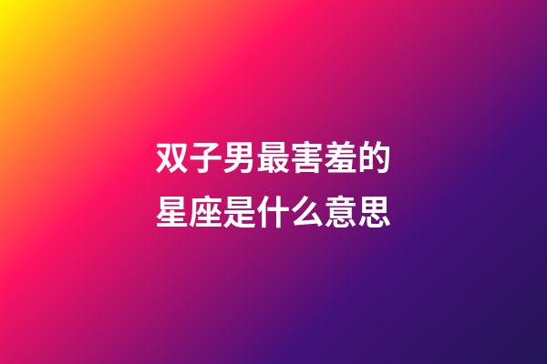 双子男最害羞的星座是什么意思-第1张-星座运势-玄机派