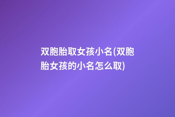双胞胎取女孩小名(双胞胎女孩的小名怎么取)