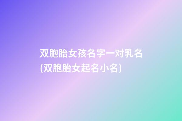 双胞胎女孩名字一对乳名(双胞胎女起名小名)