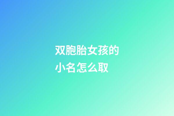 双胞胎女孩的小名怎么取(双胞胎女孩起小名字大全2023)-第1张-女孩起名-玄机派