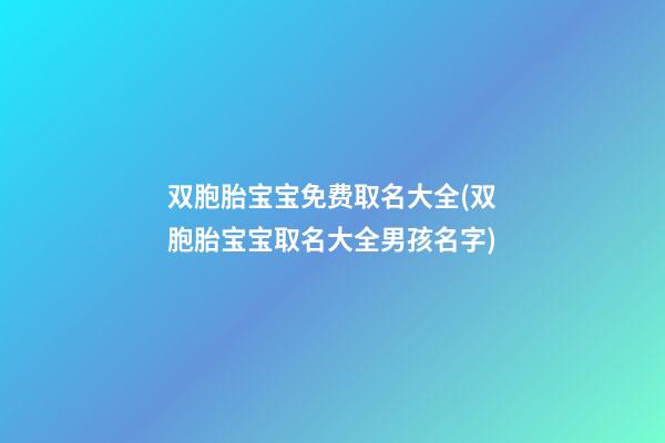 双胞胎宝宝免费取名大全(双胞胎宝宝取名大全男孩名字)