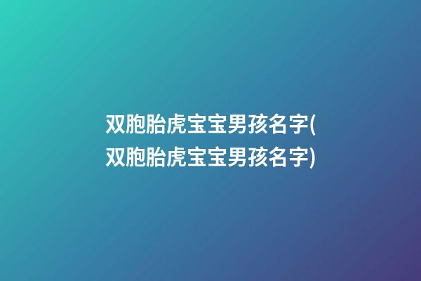 双胞胎虎宝宝男孩名字(双胞胎虎宝宝男孩名字)