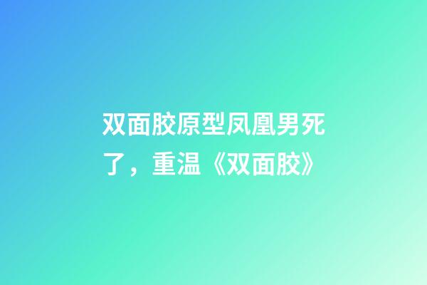 双面胶原型凤凰男死了，重温《双面胶》-第1张-观点-玄机派