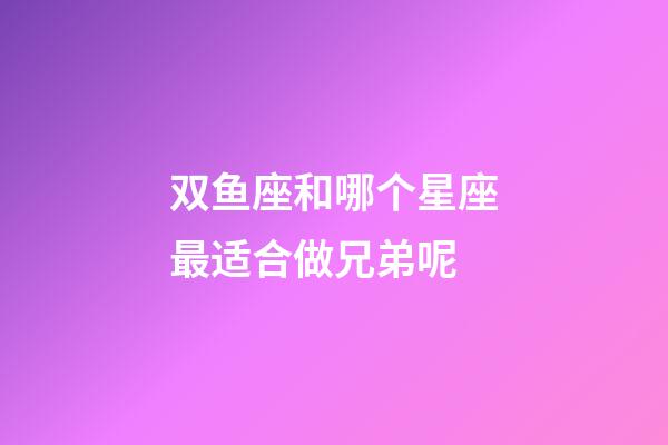双鱼座和哪个星座最适合做兄弟呢-第1张-星座运势-玄机派
