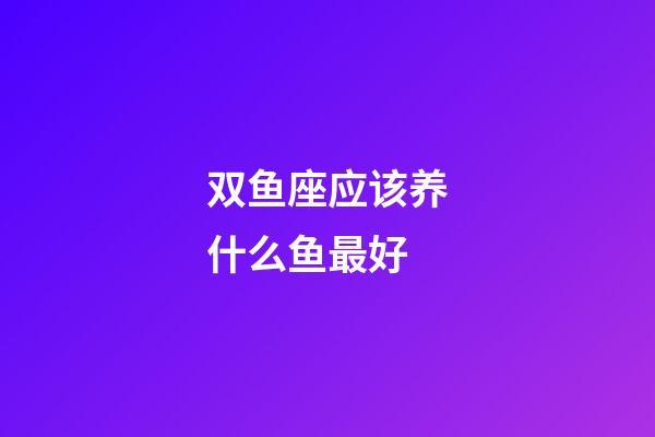 双鱼座应该养什么鱼最好
