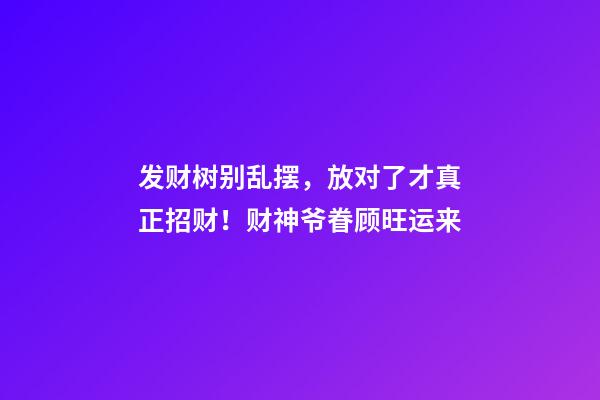 发财树别乱摆，放对了才真正招财！财神爷眷顾旺运来