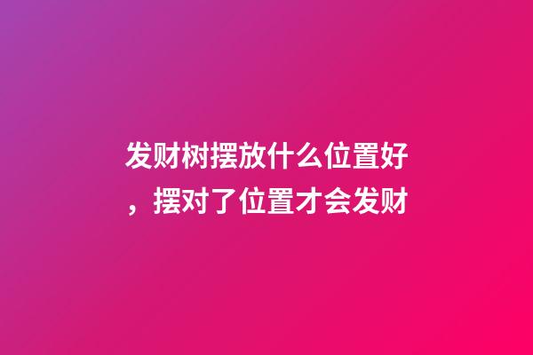 发财树摆放什么位置好，摆对了位置才会发财