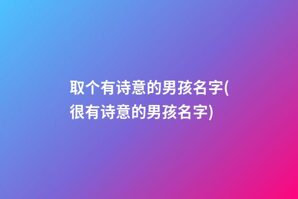 取个有诗意的男孩名字(很有诗意的男孩名字)