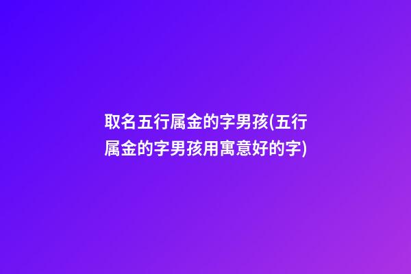 取名五行属金的字男孩(五行属金的字男孩用寓意好的字)