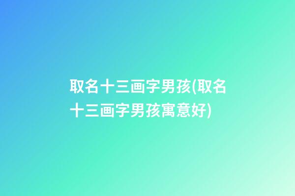 取名十三画字男孩(取名十三画字男孩寓意好)