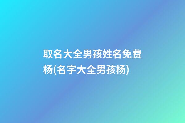 取名大全男孩姓名免费杨(名字大全男孩杨)