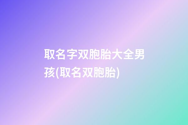取名字双胞胎大全男孩(取名双胞胎)