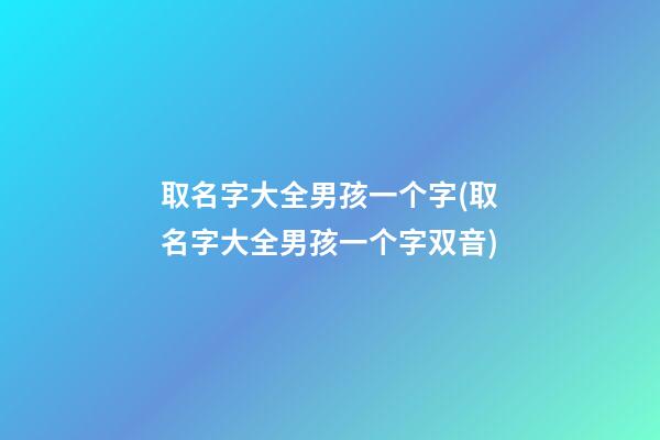 取名字大全男孩一个字(取名字大全男孩一个字双音)