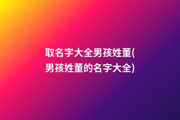 取名字大全男孩姓董(男孩姓董的名字大全)