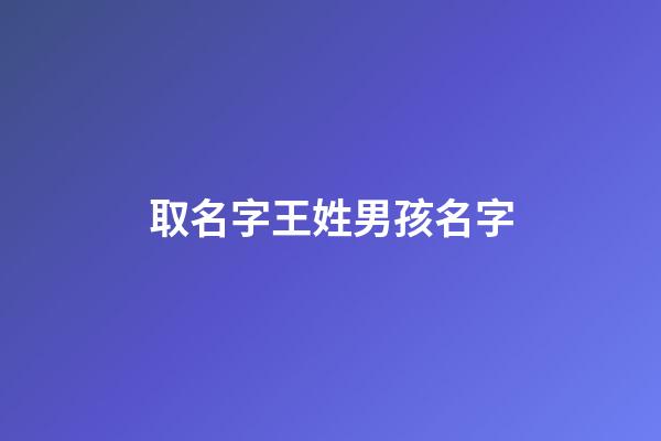 取名字王姓男孩名字