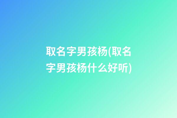 取名字男孩杨(取名字男孩杨什么好听)