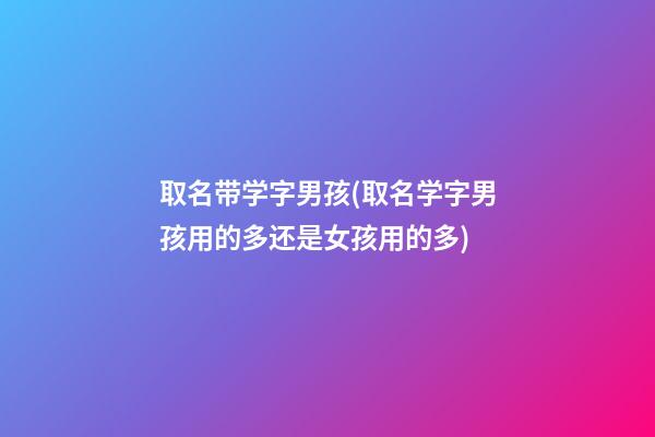 取名带学字男孩(取名学字男孩用的多还是女孩用的多)