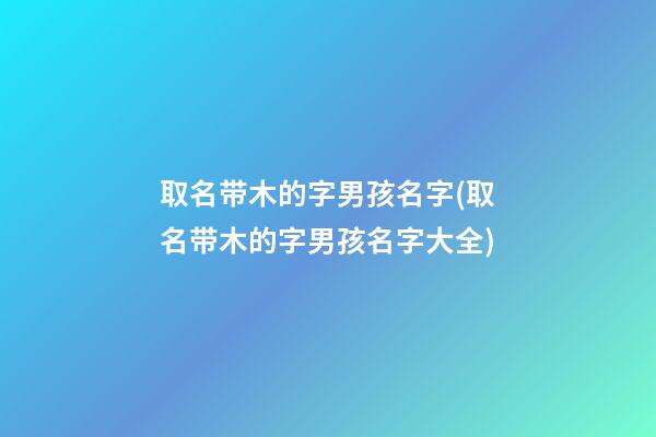 取名带木的字男孩名字(取名带木的字男孩名字大全)