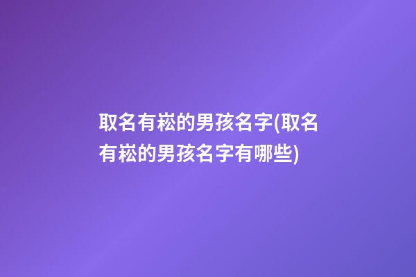 取名有崧的男孩名字(取名有崧的男孩名字有哪些)