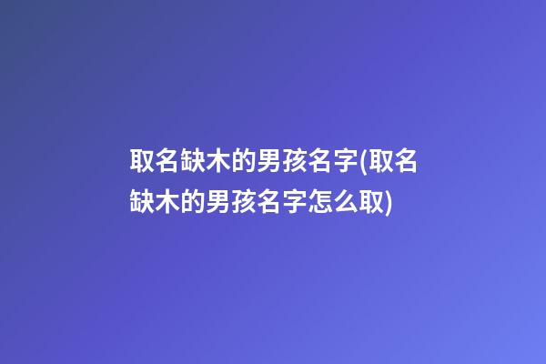 取名缺木的男孩名字(取名缺木的男孩名字怎么取)