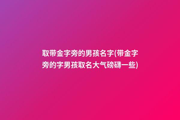 取带金字旁的男孩名字(带金字旁的字男孩取名大气磅礴一些)