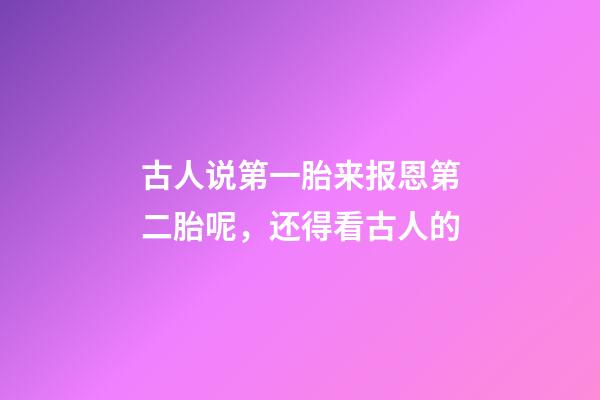 古人说第一胎来报恩第二胎呢，还得看古人的-第1张-观点-玄机派