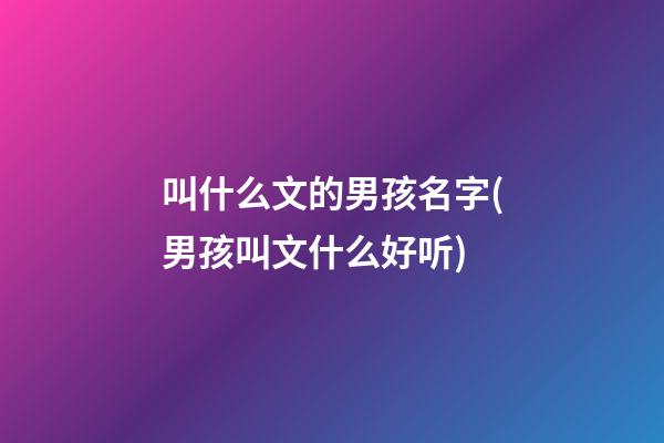 叫什么文的男孩名字(男孩叫文什么好听)
