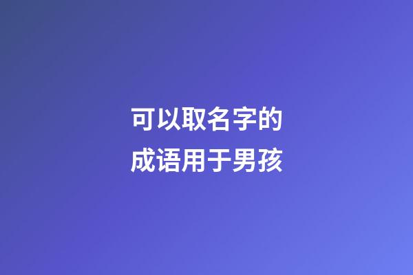 可以取名字的成语用于男孩(男孩子取名成语)-第1张-男孩起名-玄机派