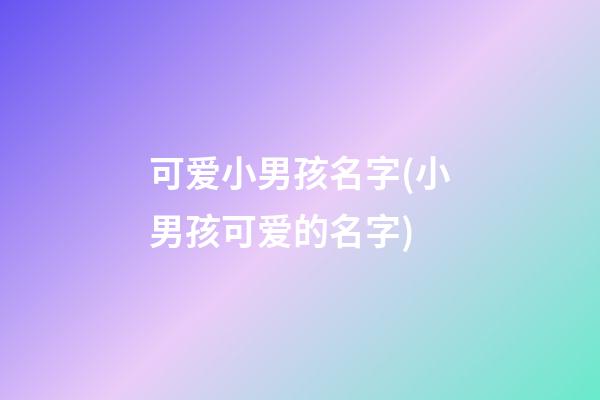 可爱小男孩名字(小男孩可爱的名字)