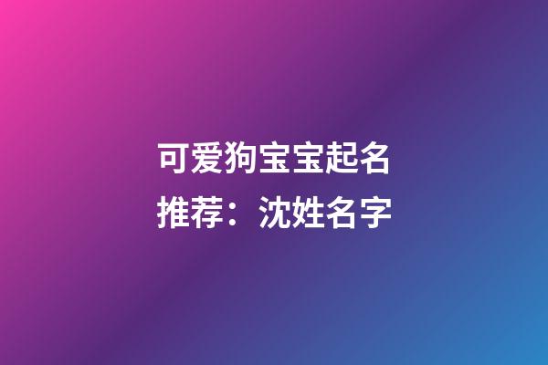 可爱狗宝宝起名推荐：沈姓名字